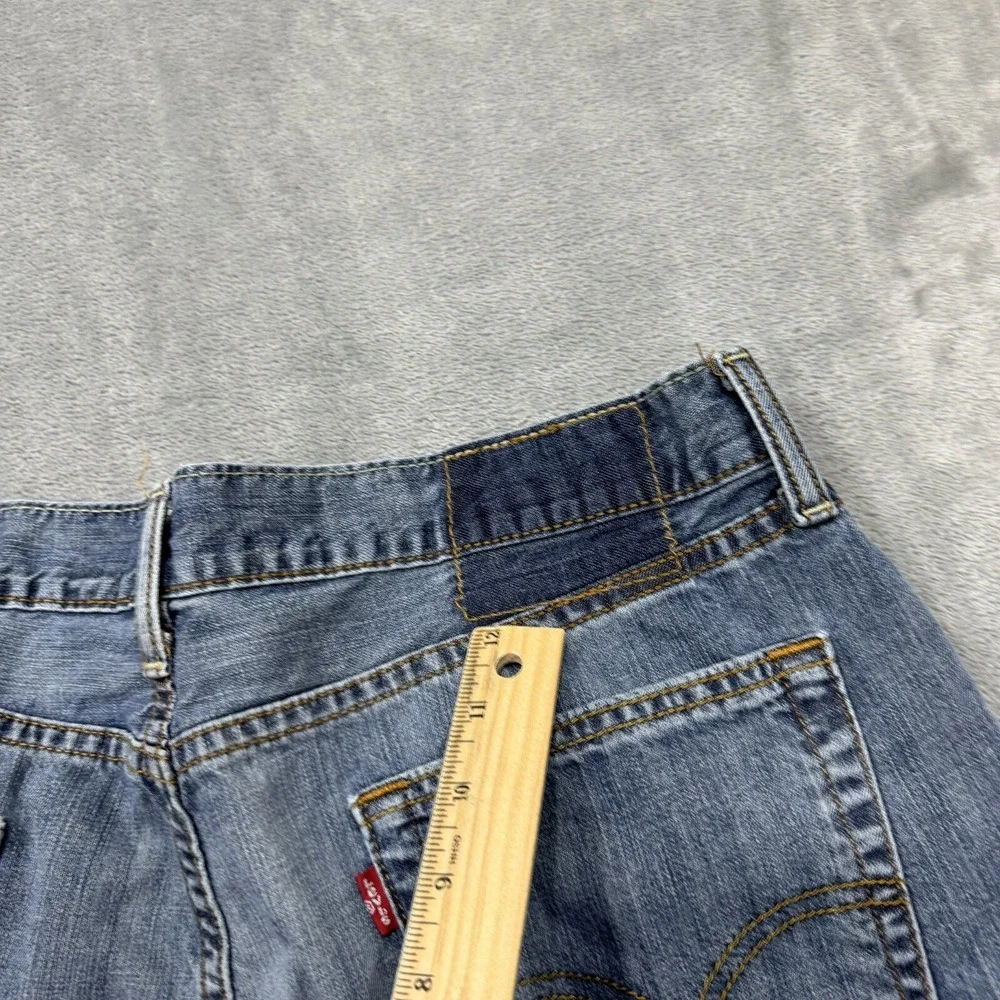 Levis Jeans Mens 34x30 Blue 514 Straight Fit Medium Wash Denim Work Logo Casual